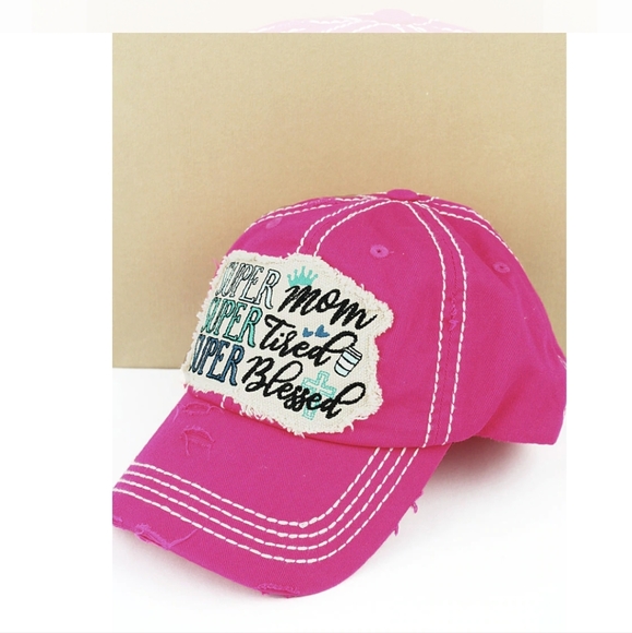 NWT Distressed Pink Mom Life Cap - Picture 2 of 3